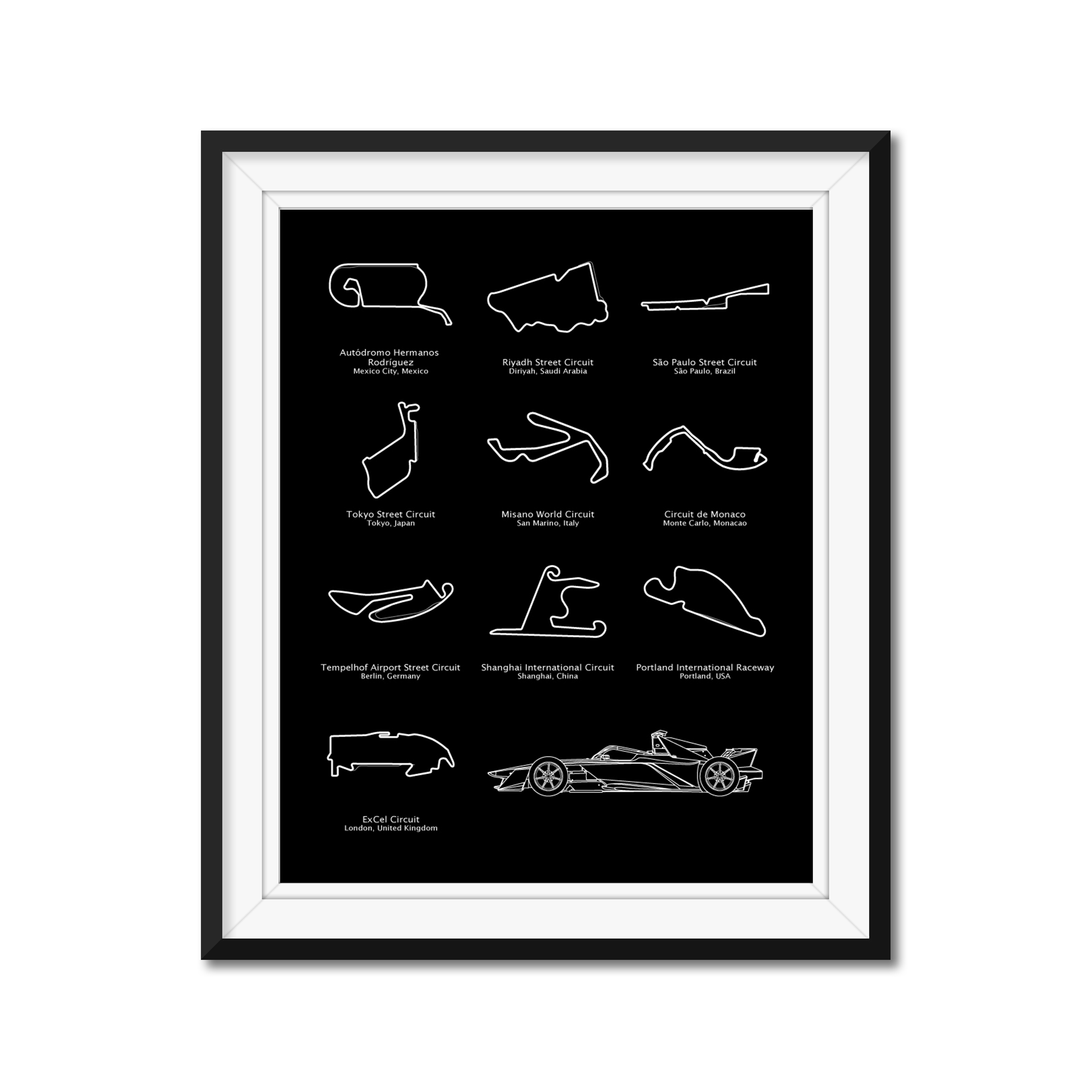 Formula E World Championship 2025 Race Track Poster Custom Car Posters