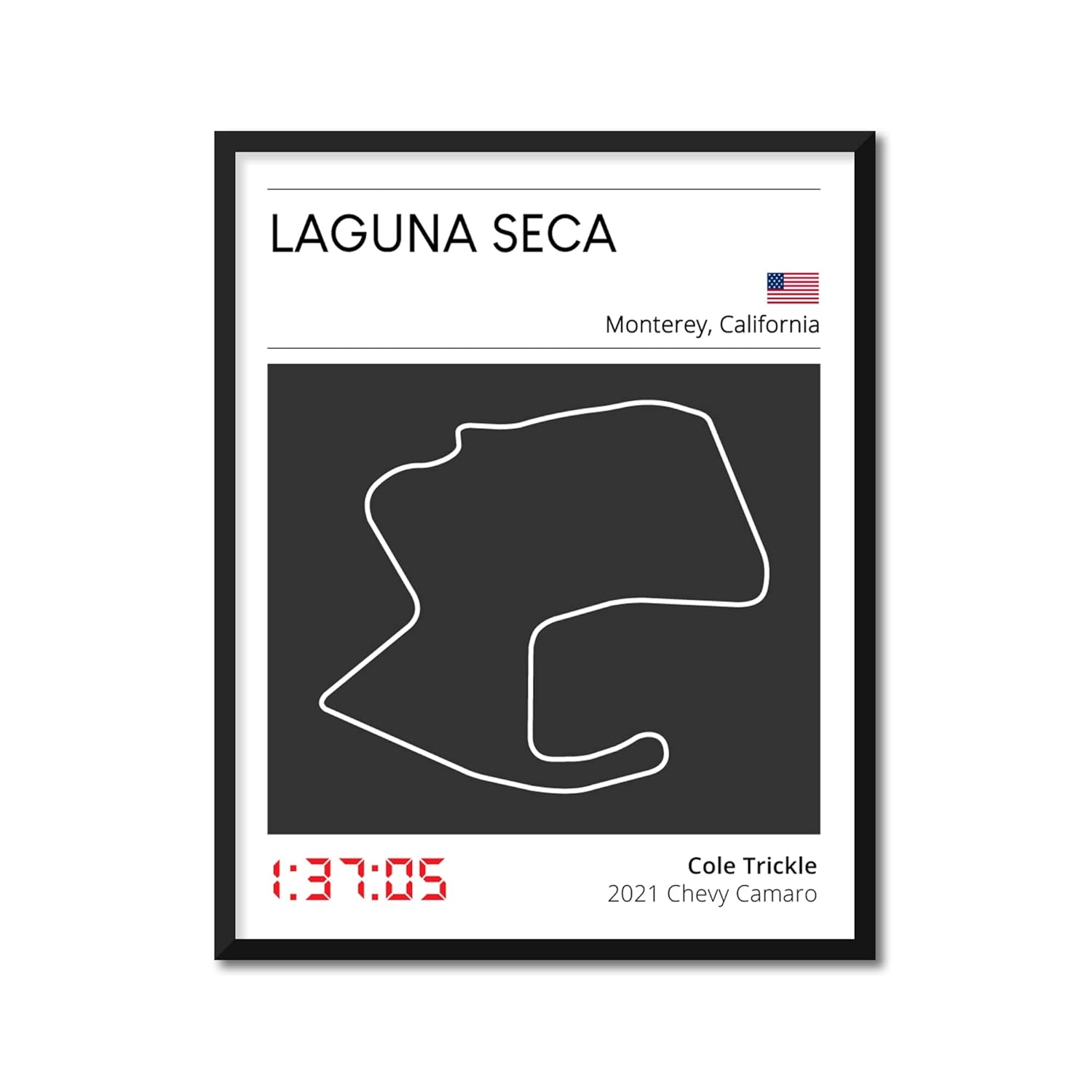 Personalizable Race Track Poster - Handmade Customizable Track Day Racing Print (Lap Time Included)