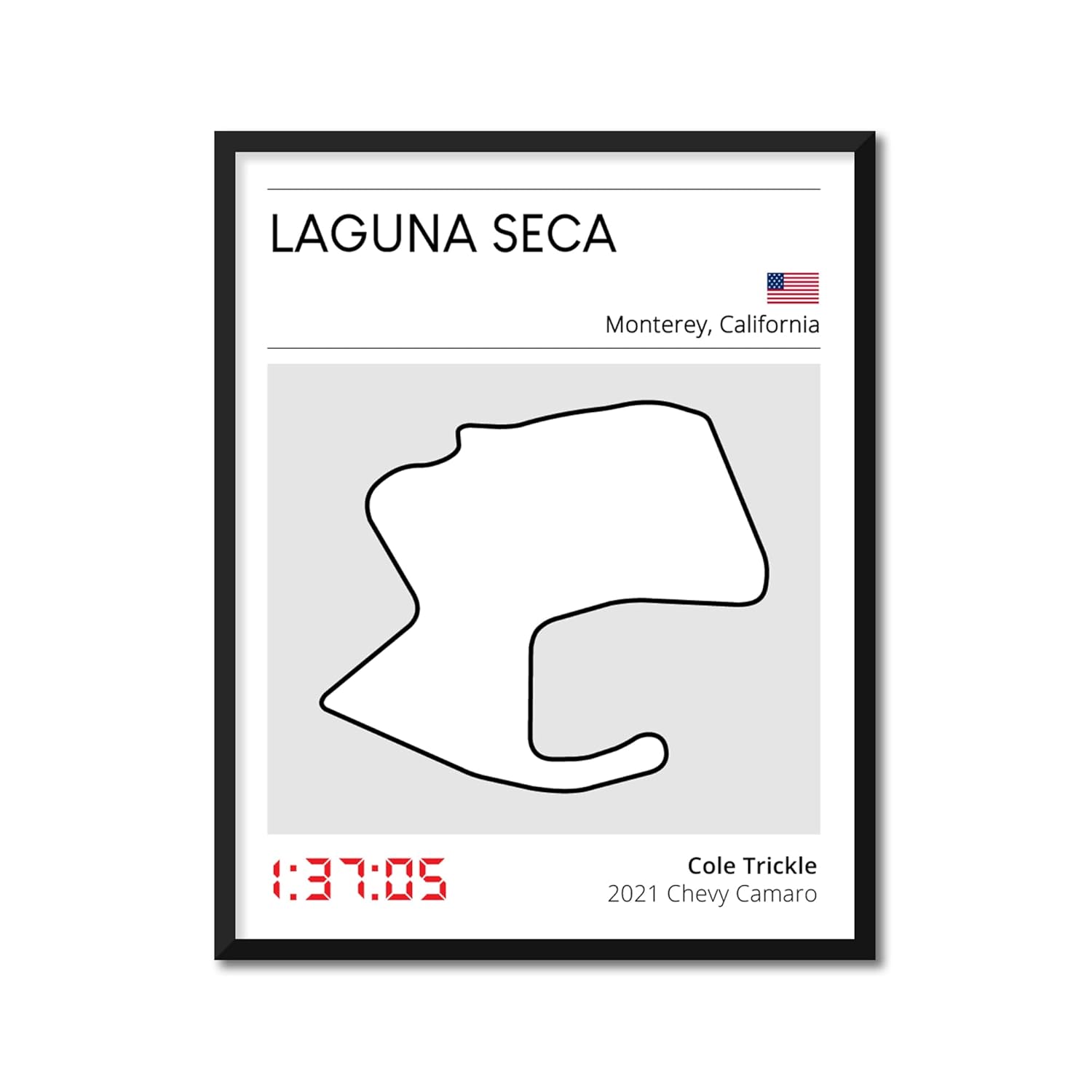 Personalizable Race Track Poster - Handmade Customizable Track Day Racing Print (Lap Time Included)