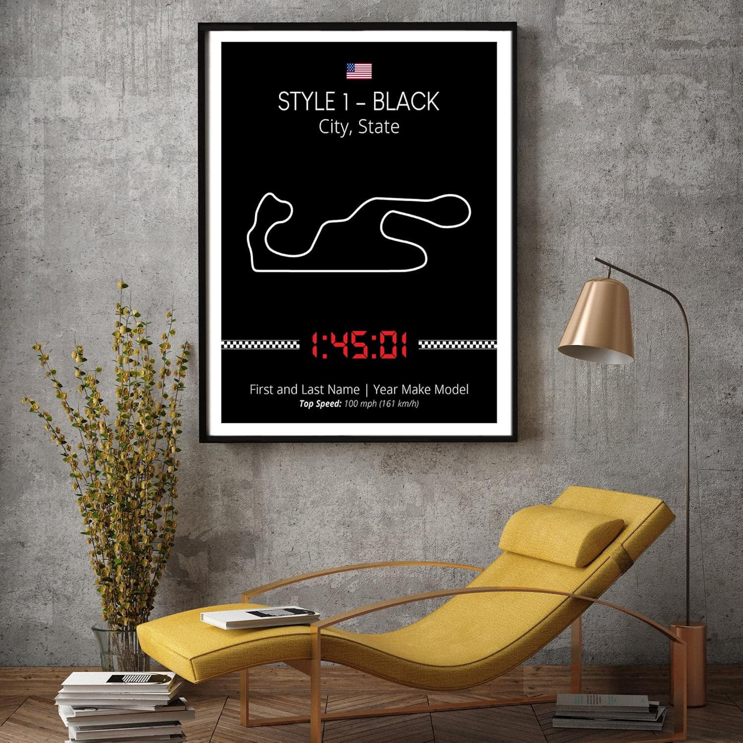 Personalizable Race Track Poster - Handmade Customizable Track Day Racing Print (Lap Time Included)