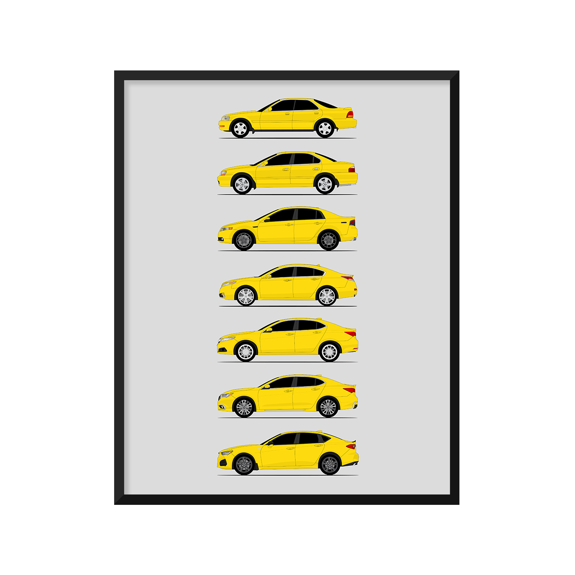 Acura TL TLX History and Evolution Poster (Side Profile)