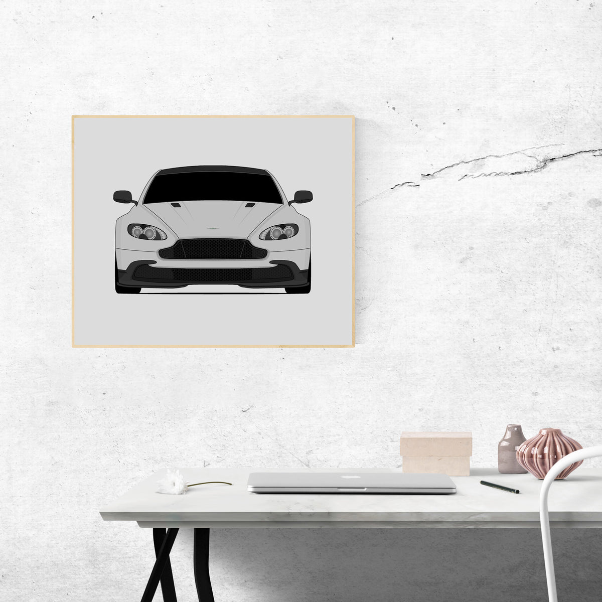 Aston Martin Vantage GT8 (2016-2017) car poster wall art above a desk