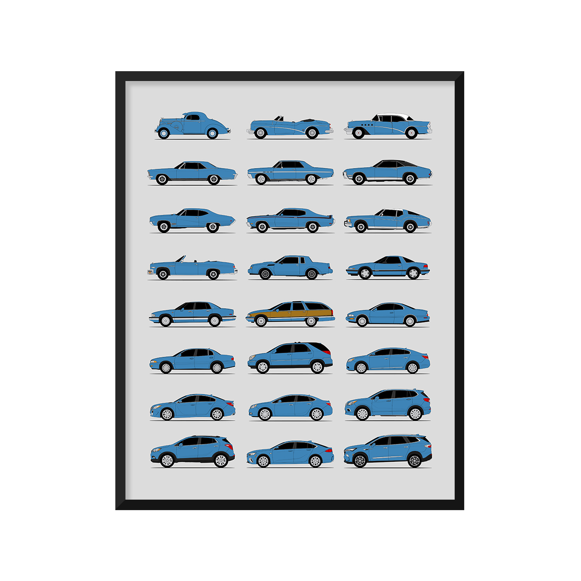 Buick History and Evolution Poster (Side Profile)