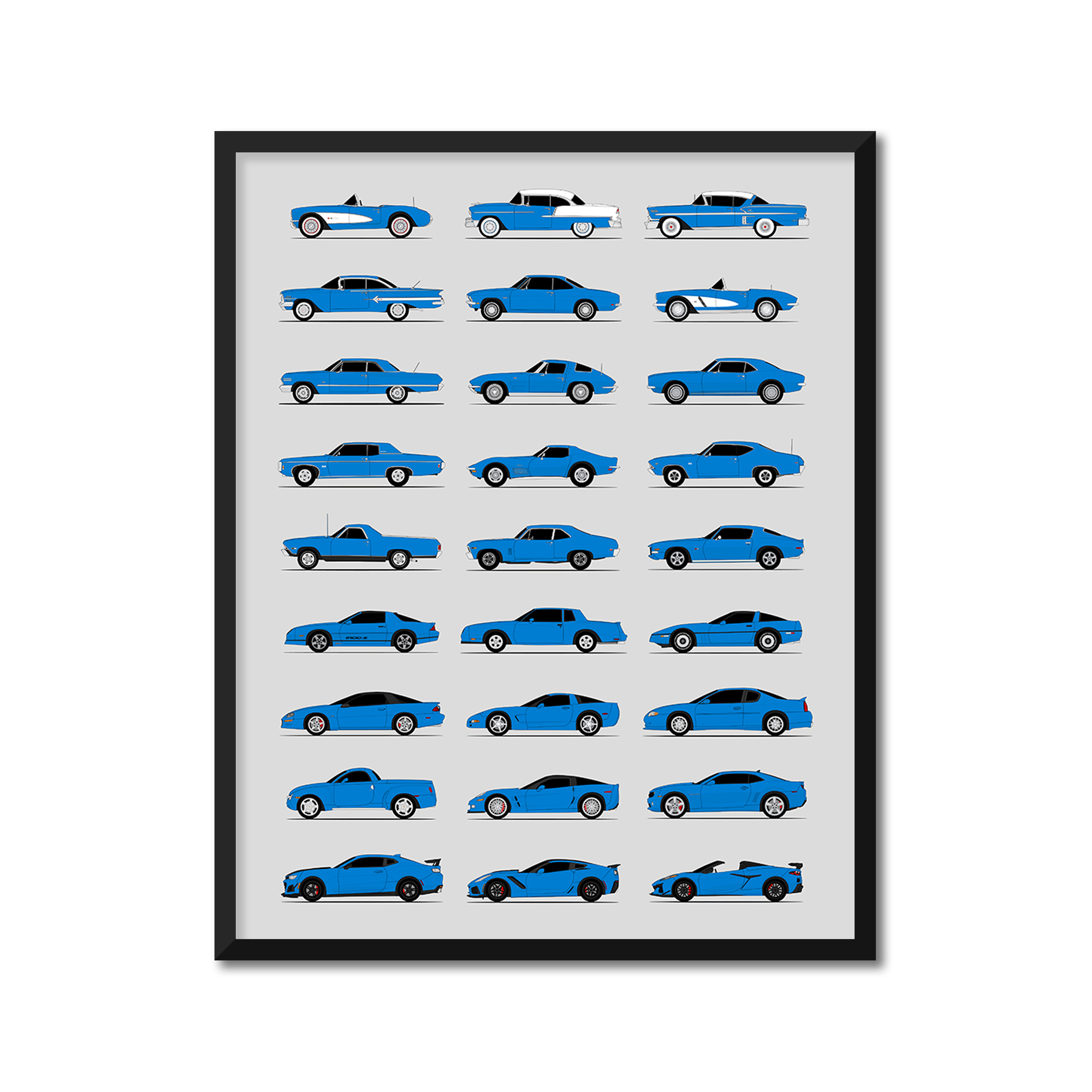 Chevy Best Generations History and Evolution Poster (Side Profile)