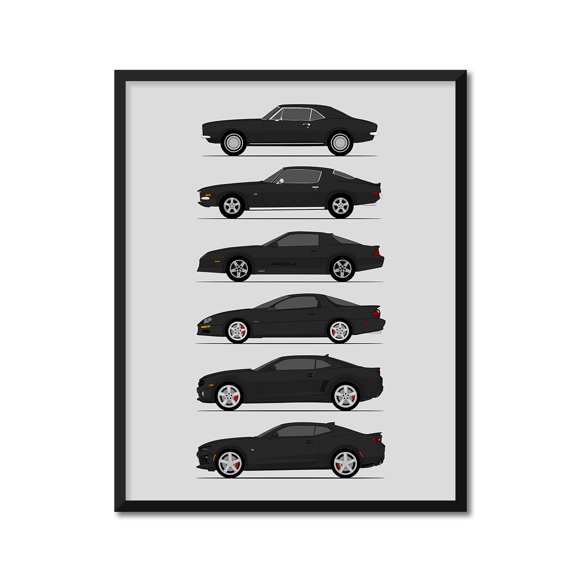 Chevy Camaro Generations (Side Profile)