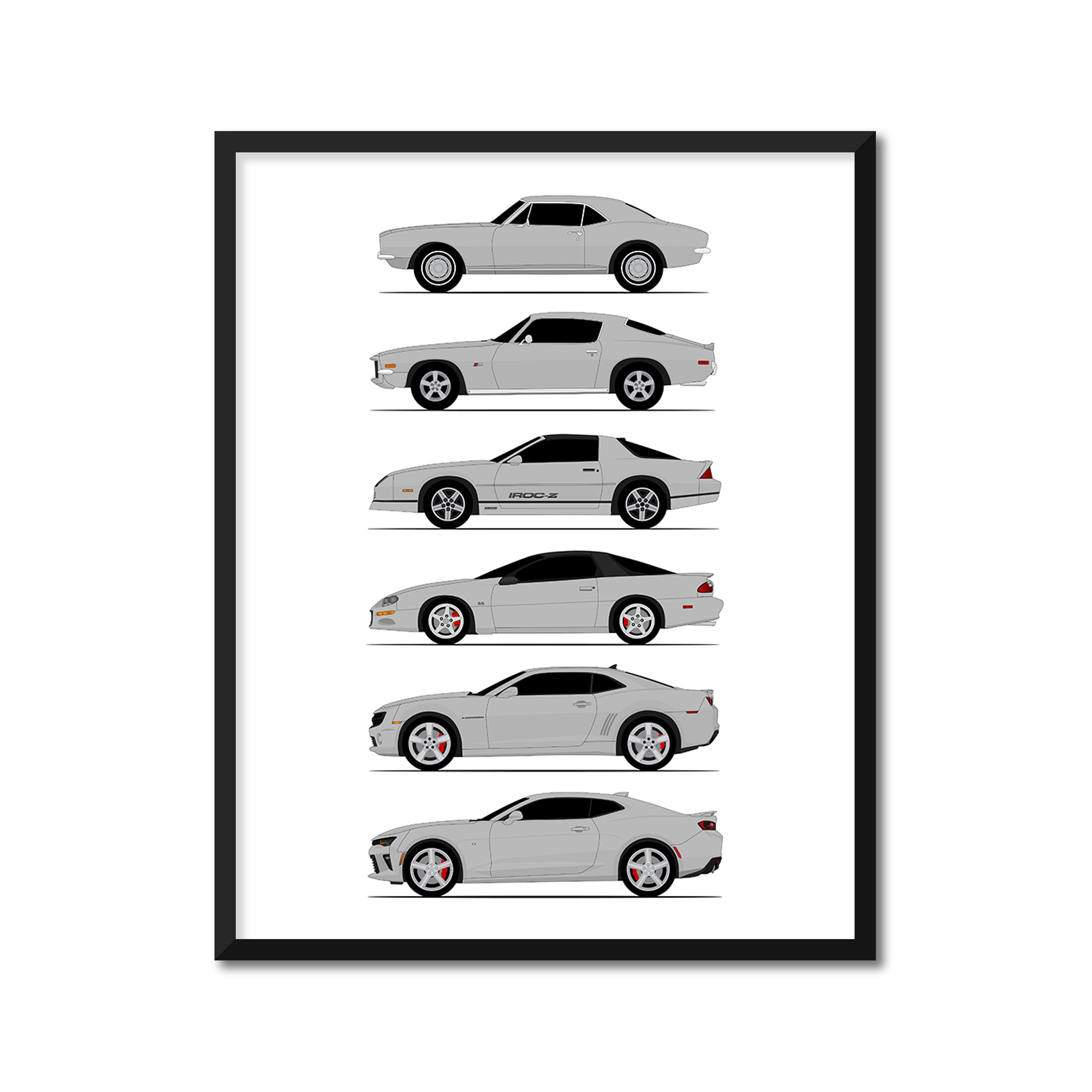 Chevy Camaro Generations (Side Profile)