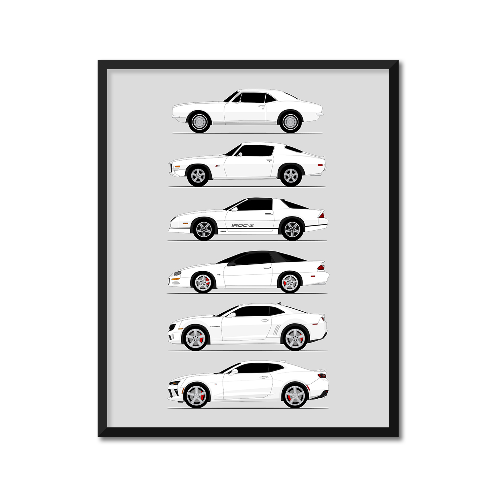 Chevy Camaro Generations (Side Profile)