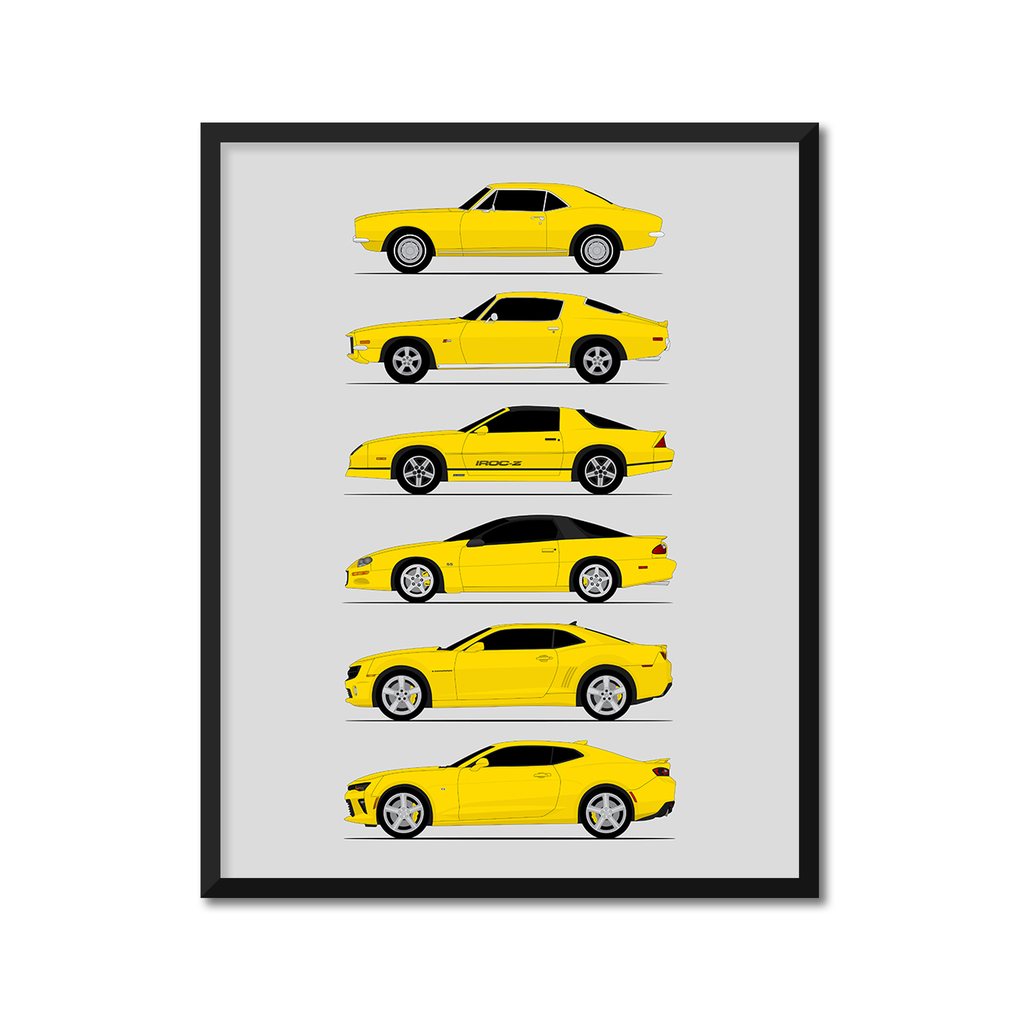 Chevy Camaro Generations (Side Profile)