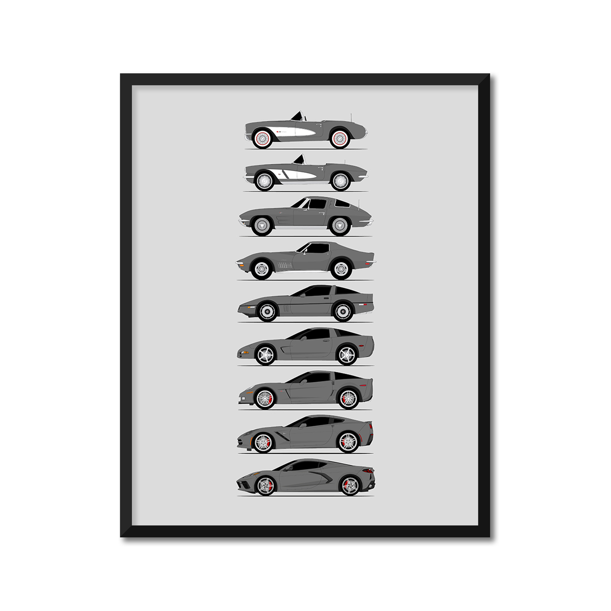 Chevy Corvette Generations (Side Profile)
