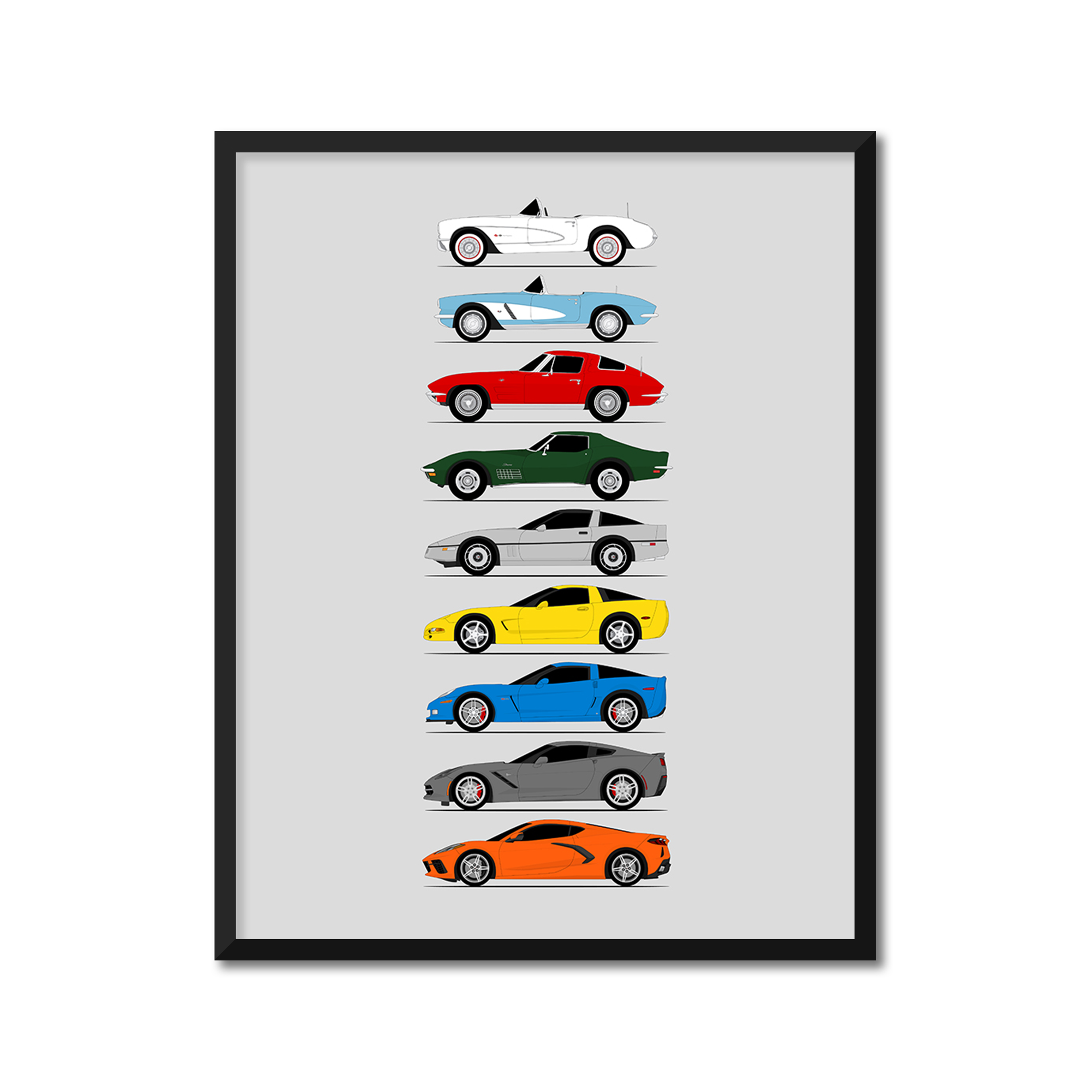Chevy Corvette Generations (Side Profile)