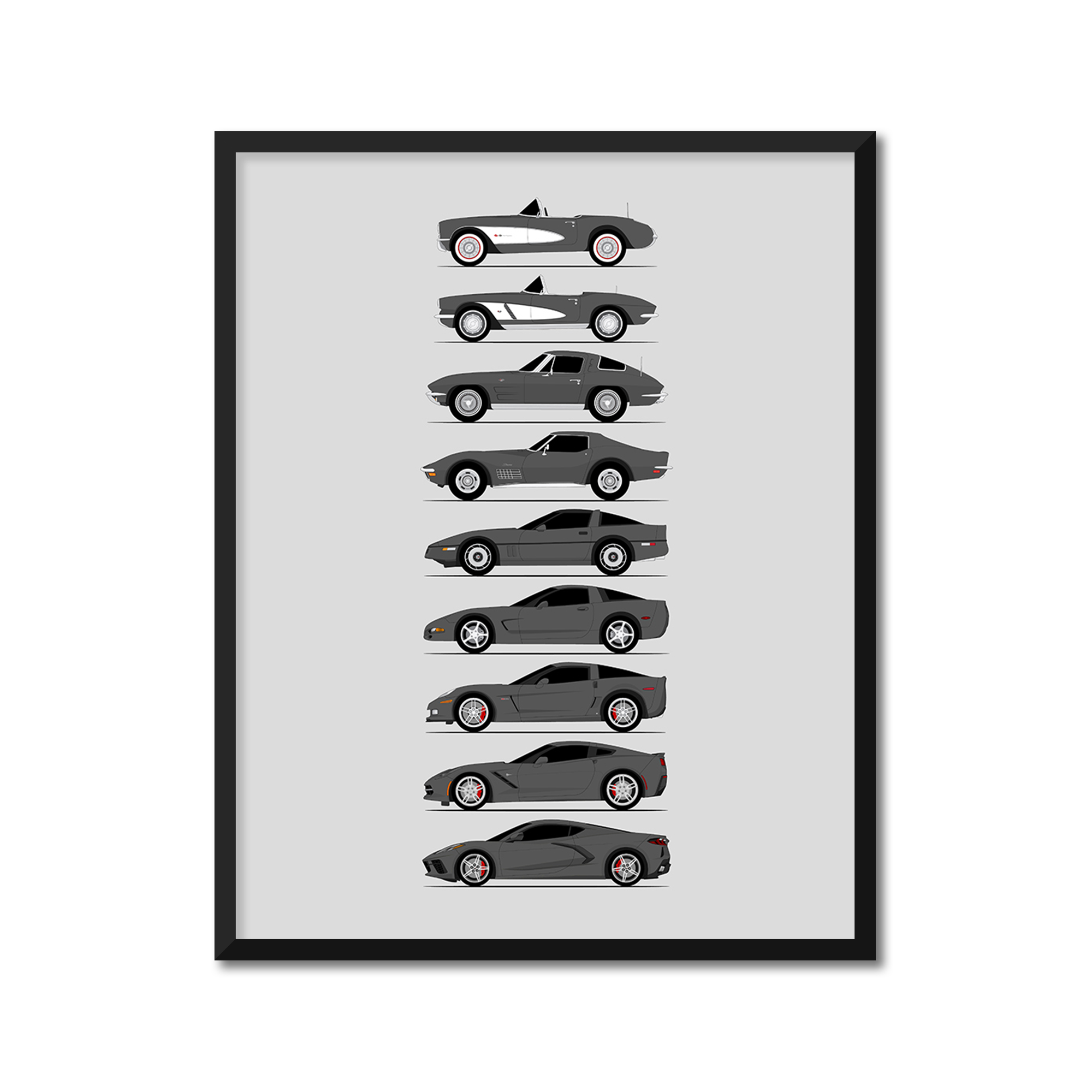 Chevy Corvette Generations (Side Profile)