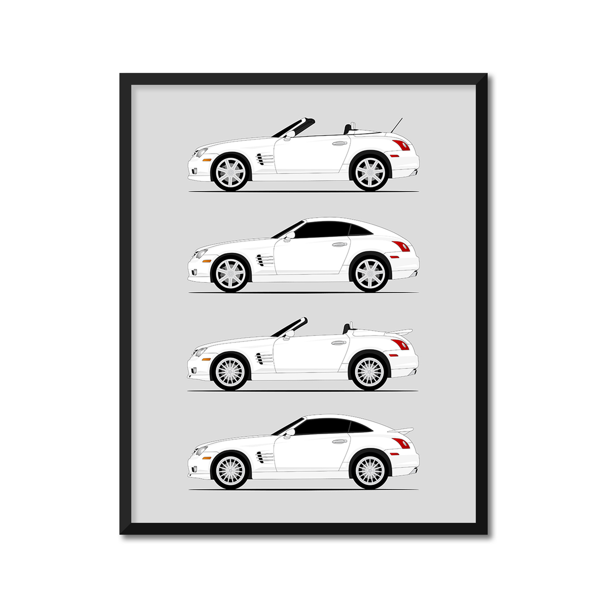 Chrysler Crossfire History and Evolution Poster (Side Profile)