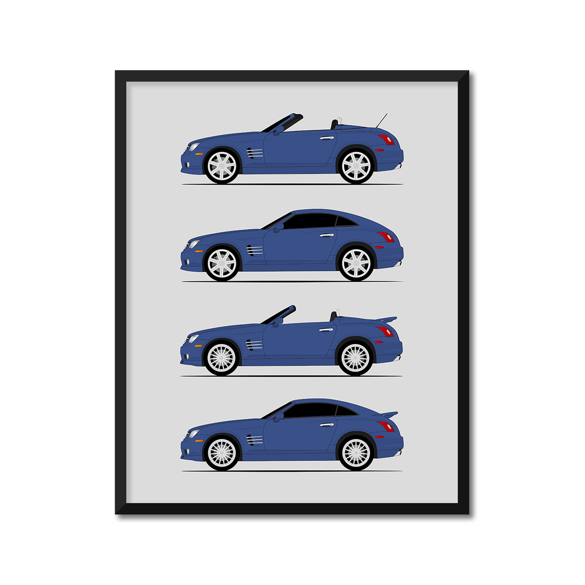 Chrysler Crossfire History and Evolution Poster (Side Profile)