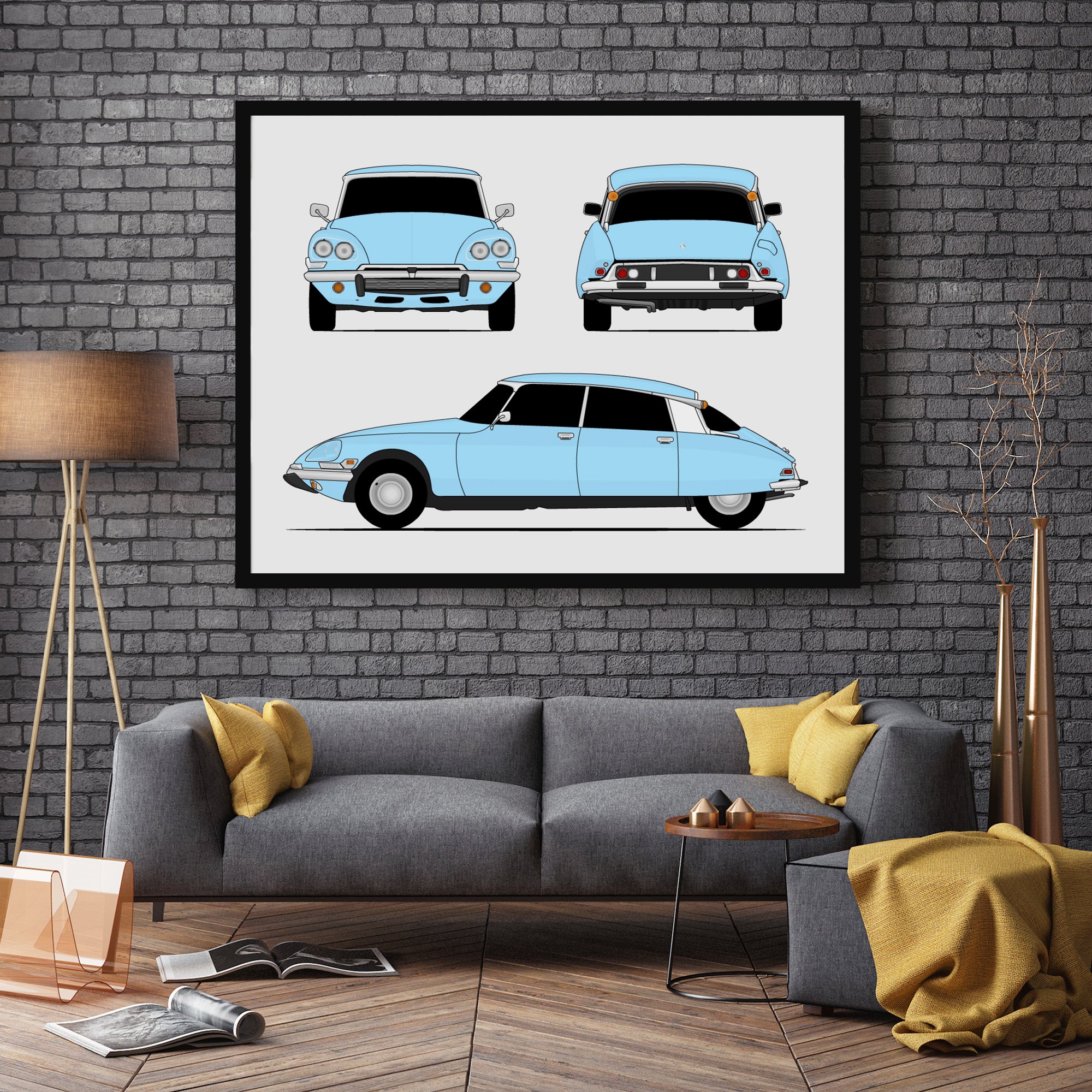 Citroen DS (1968-1975) (Front Rear Side) (Landscape) Poster