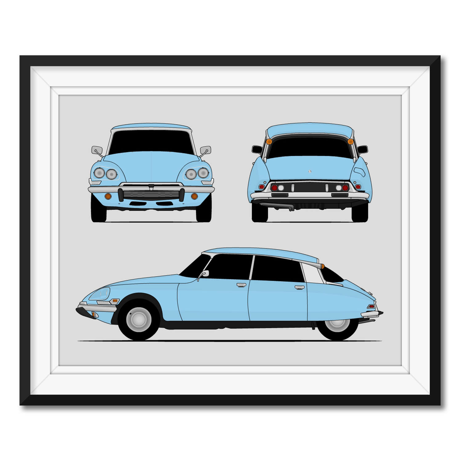 Citroen DS (1968-1975) (Front Rear Side) (Landscape) Poster