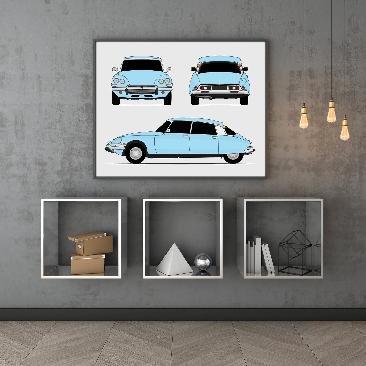 Citroen DS (1968-1975) (Front Rear Side) (Landscape) Poster