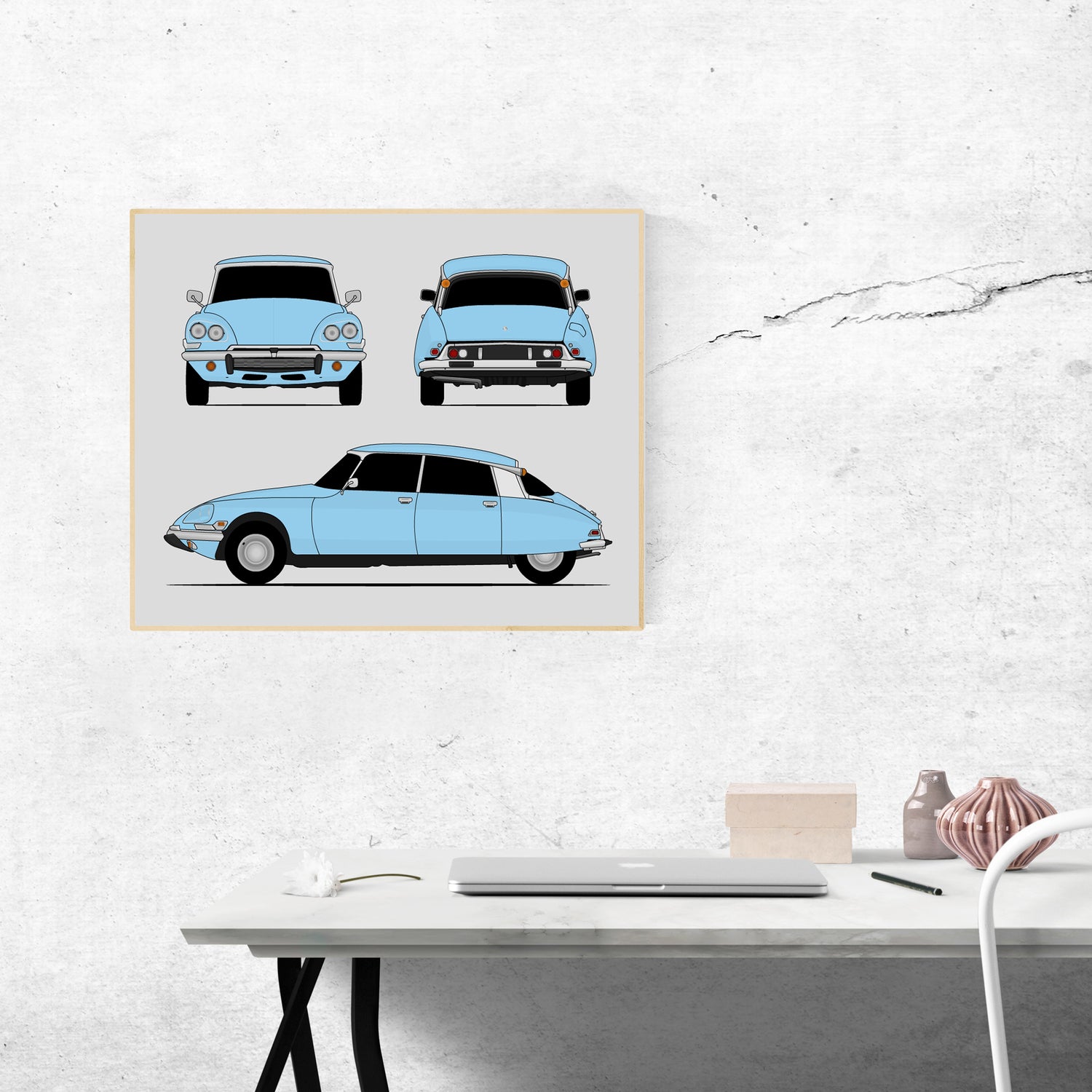 Citroen DS (1968-1975) (Front Rear Side) (Landscape) Poster