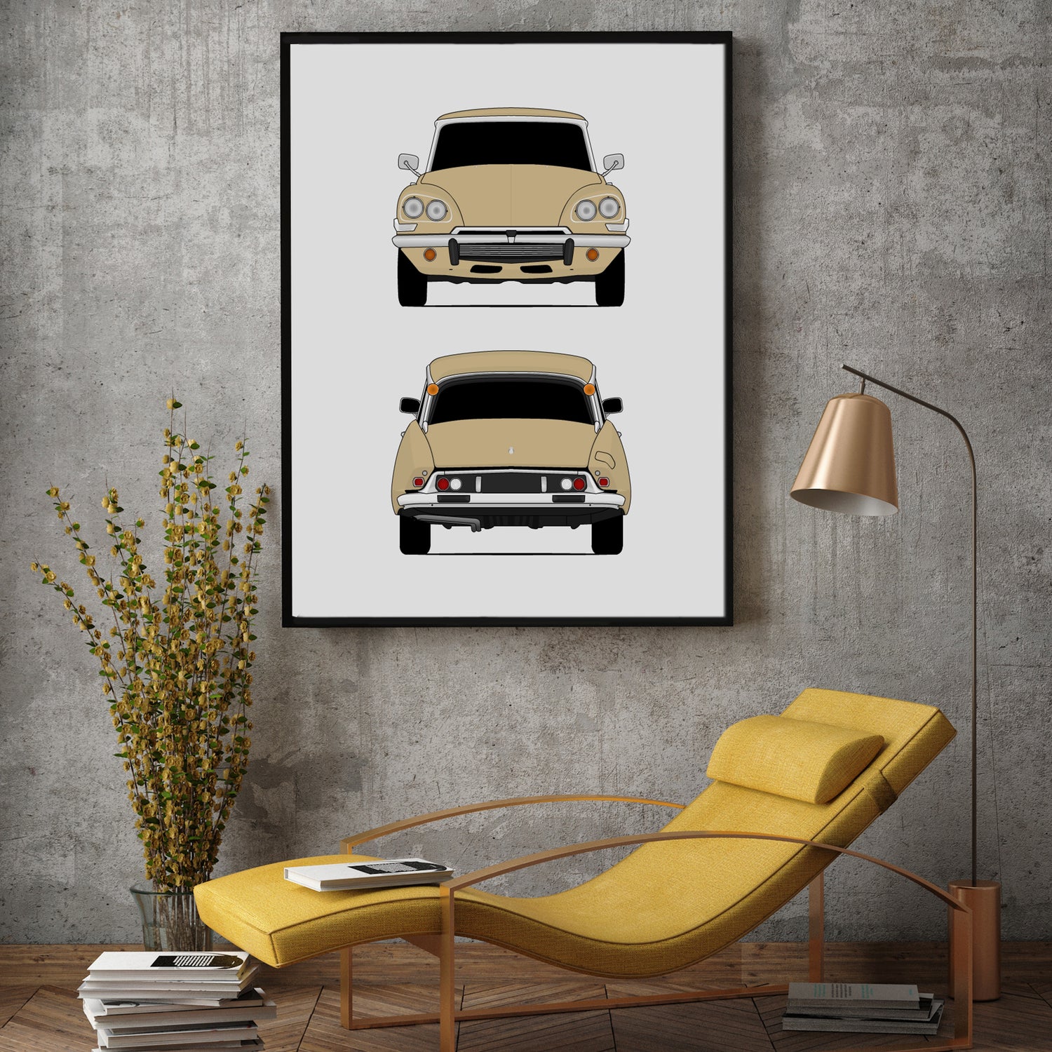 Citroen DS (1968-1975) (Front and Rear) Poster