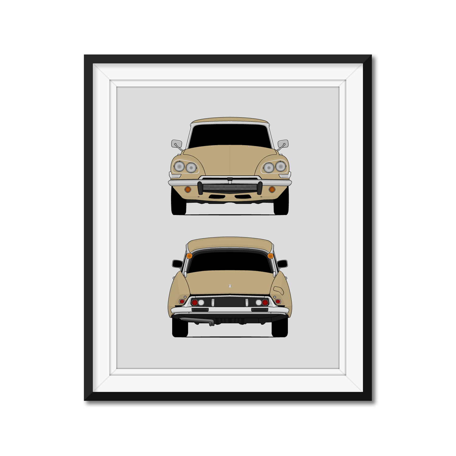 Citroen DS (1968-1975) (Front and Rear) Poster