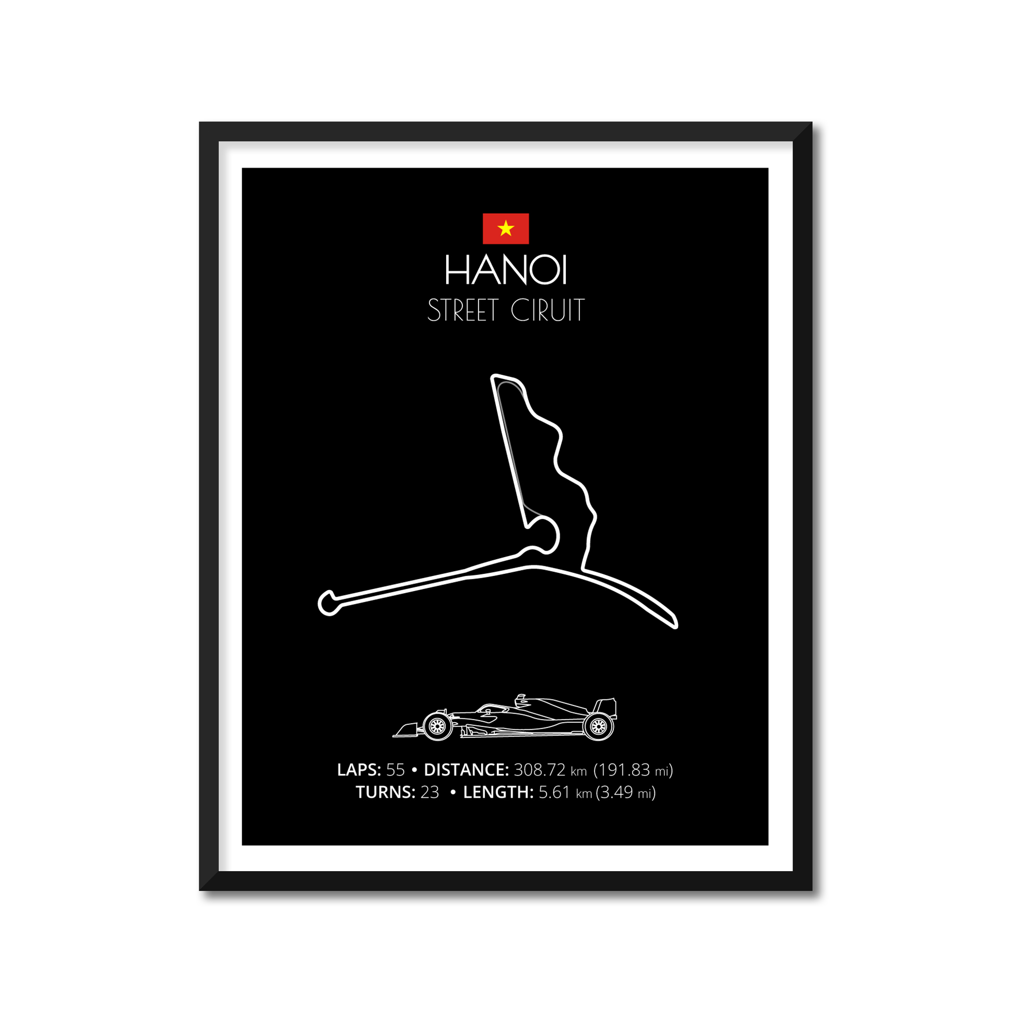 Hanoi Street Circuit (Vietnam) F1 Formula 1 Race Track Poster