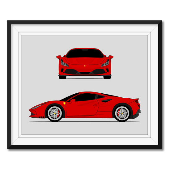 Ferrari F8 Tributo (2019-Present) (Front and Side) Poster