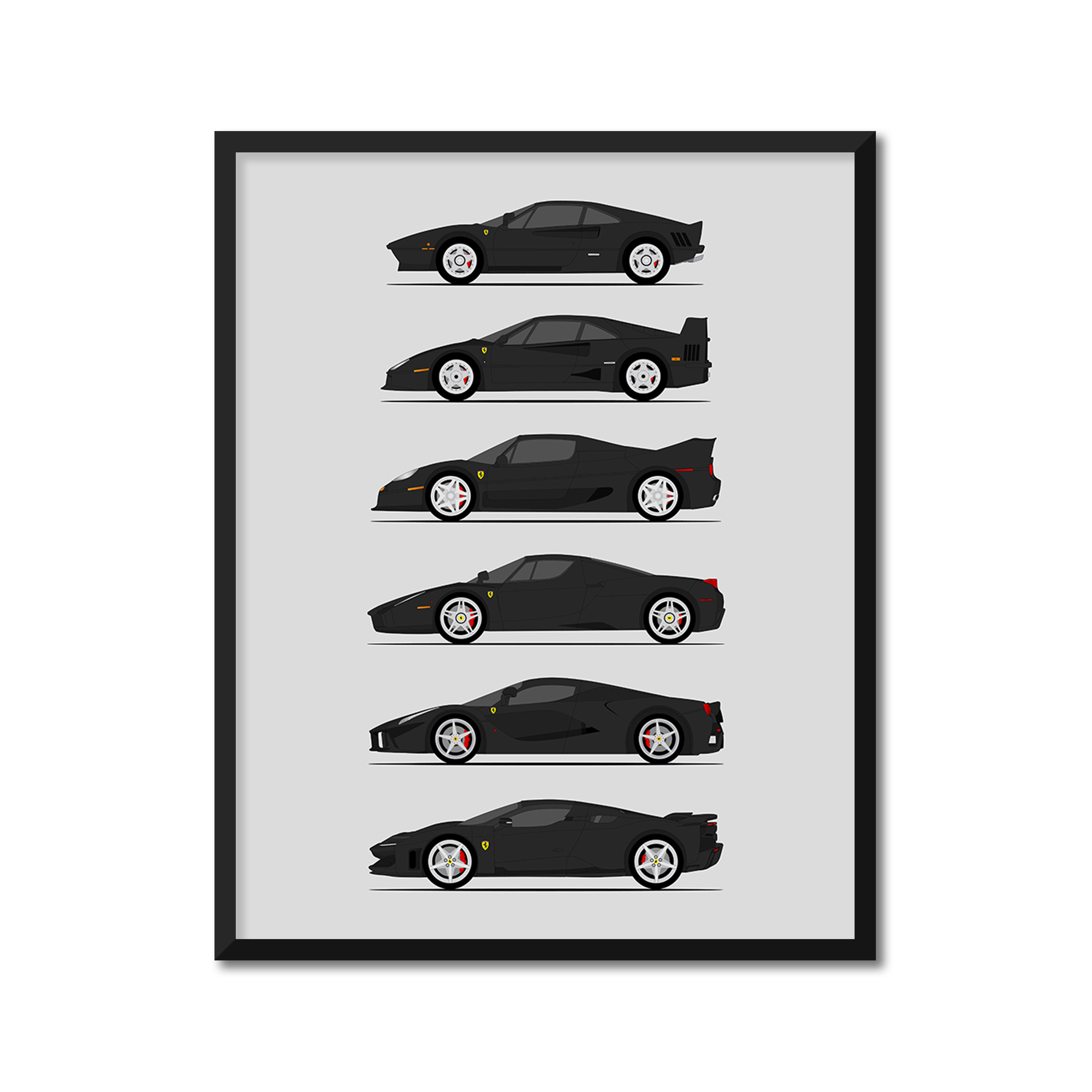 Ferrari Halo Generations History and Evolution Poster (Side Profile)