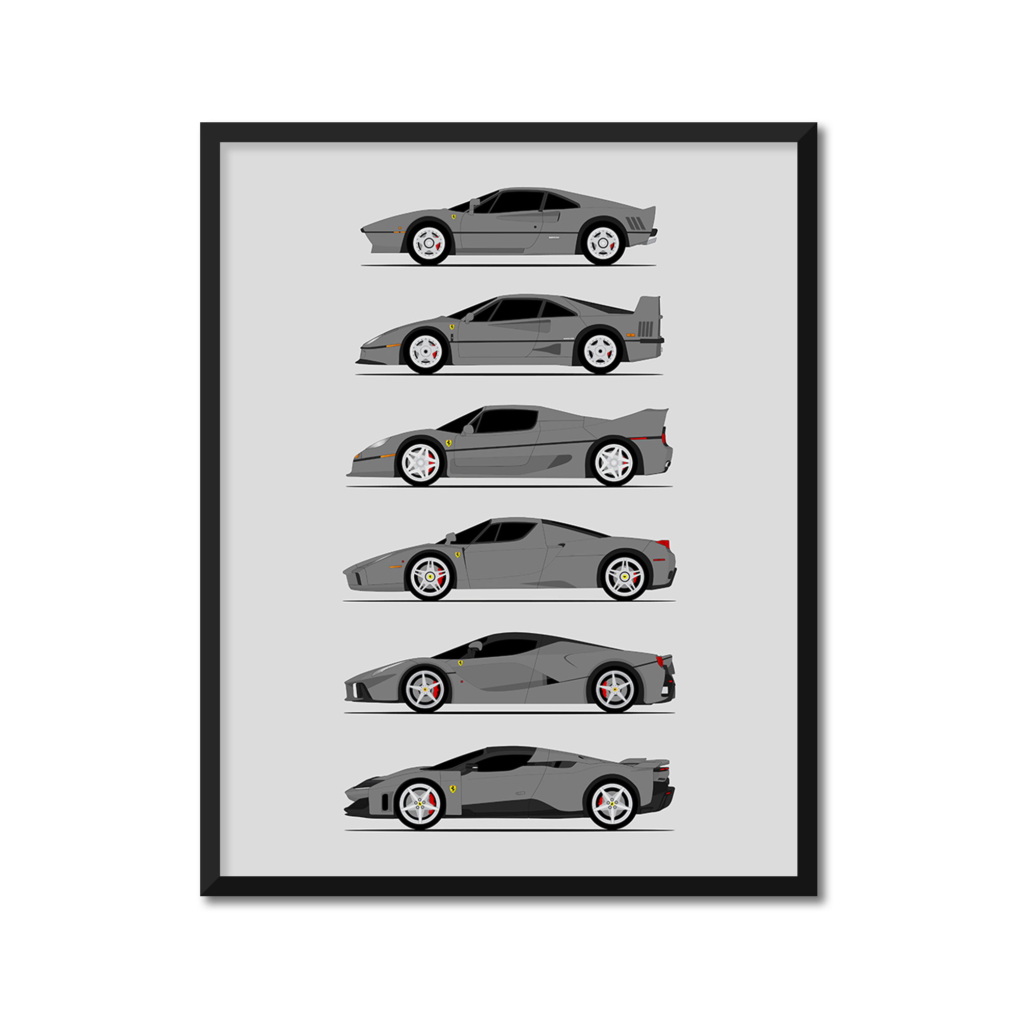 Ferrari Halo Generations History and Evolution Poster (Side Profile)