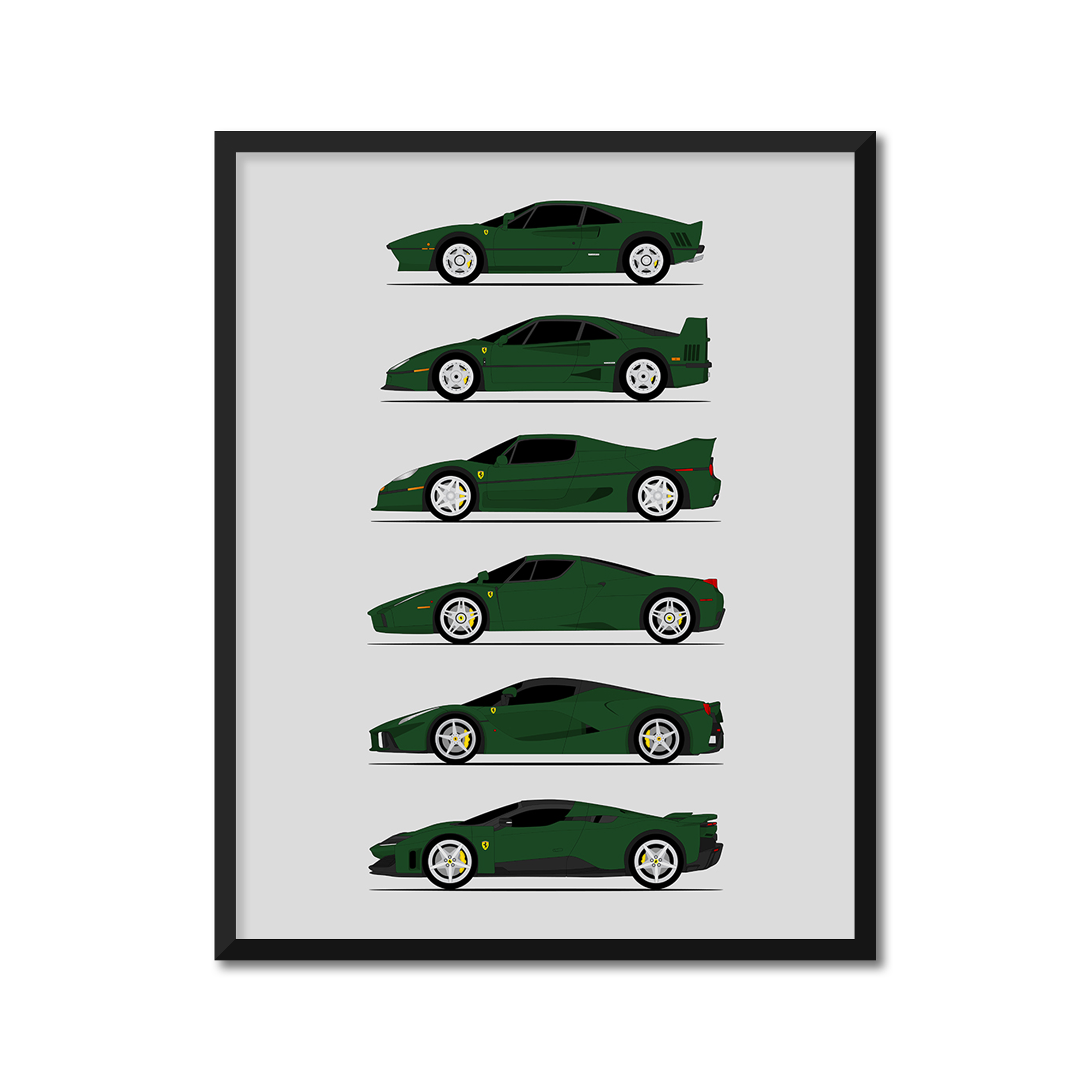 Ferrari Halo Generations History and Evolution Poster (Side Profile)