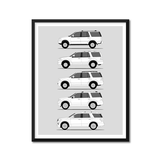 Ford Expedition Generations History and Evolution Poster (Side Profile)