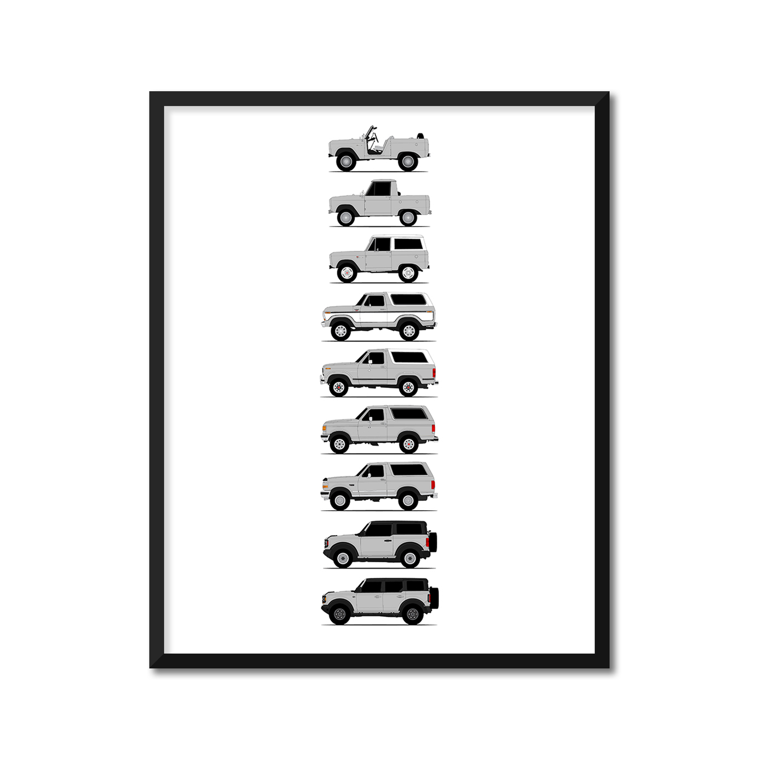 Ford Bronco Generations (Side Profile)