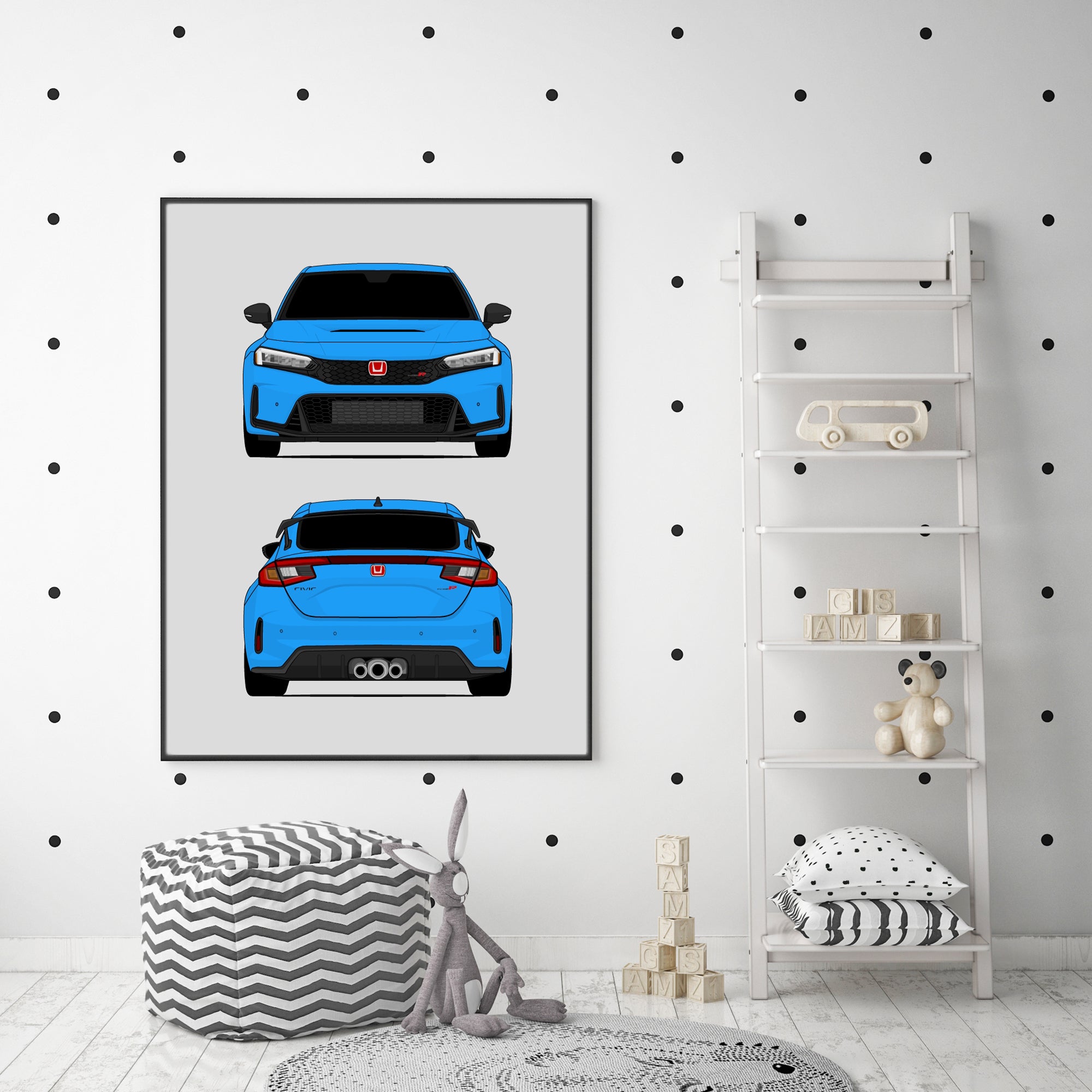 Honda Civic Type R FL5 (2023-Present) Gen 7 (Front and Rear) Poster