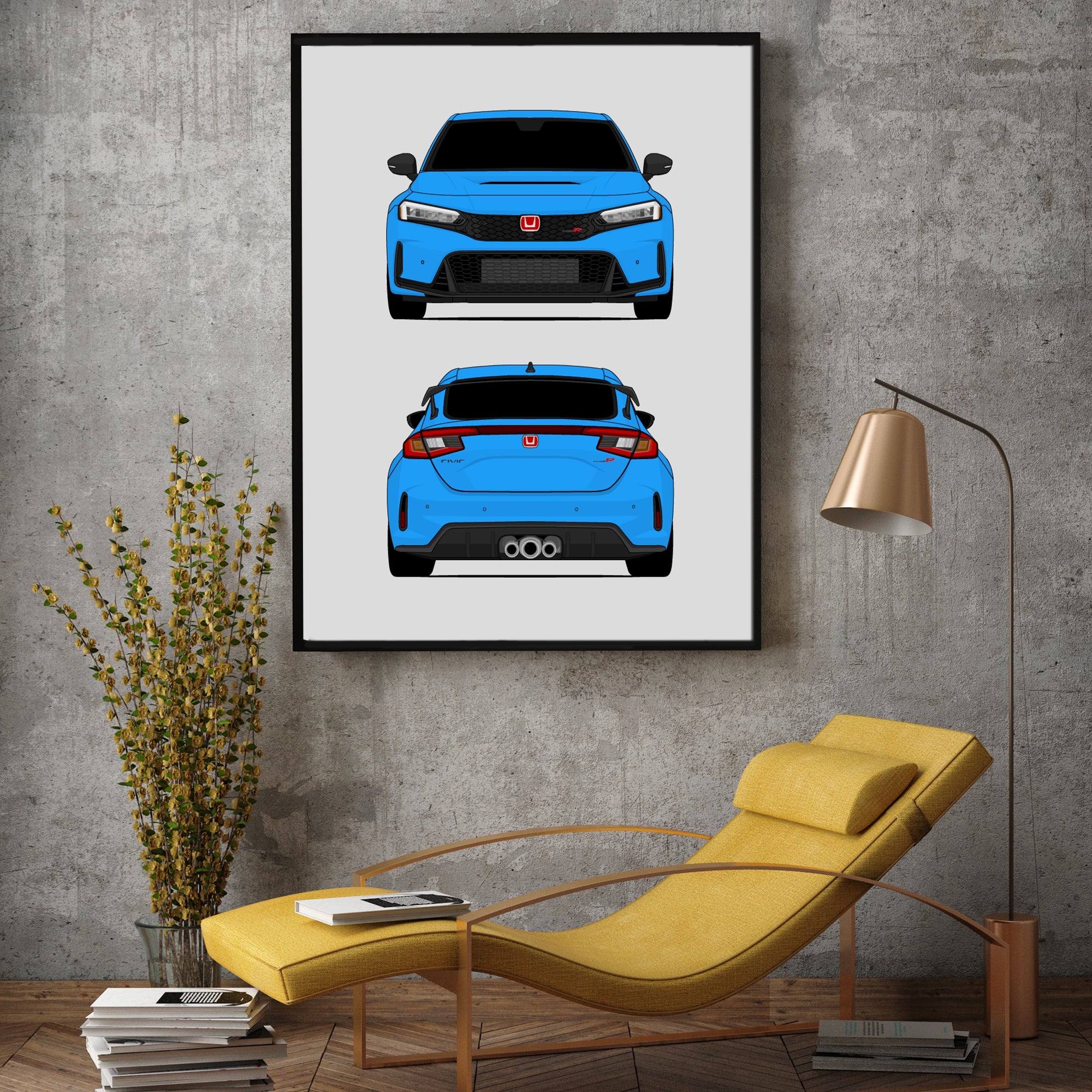 Honda Civic Type R FL5 (2023-Present) Gen 7 (Front and Rear) Poster