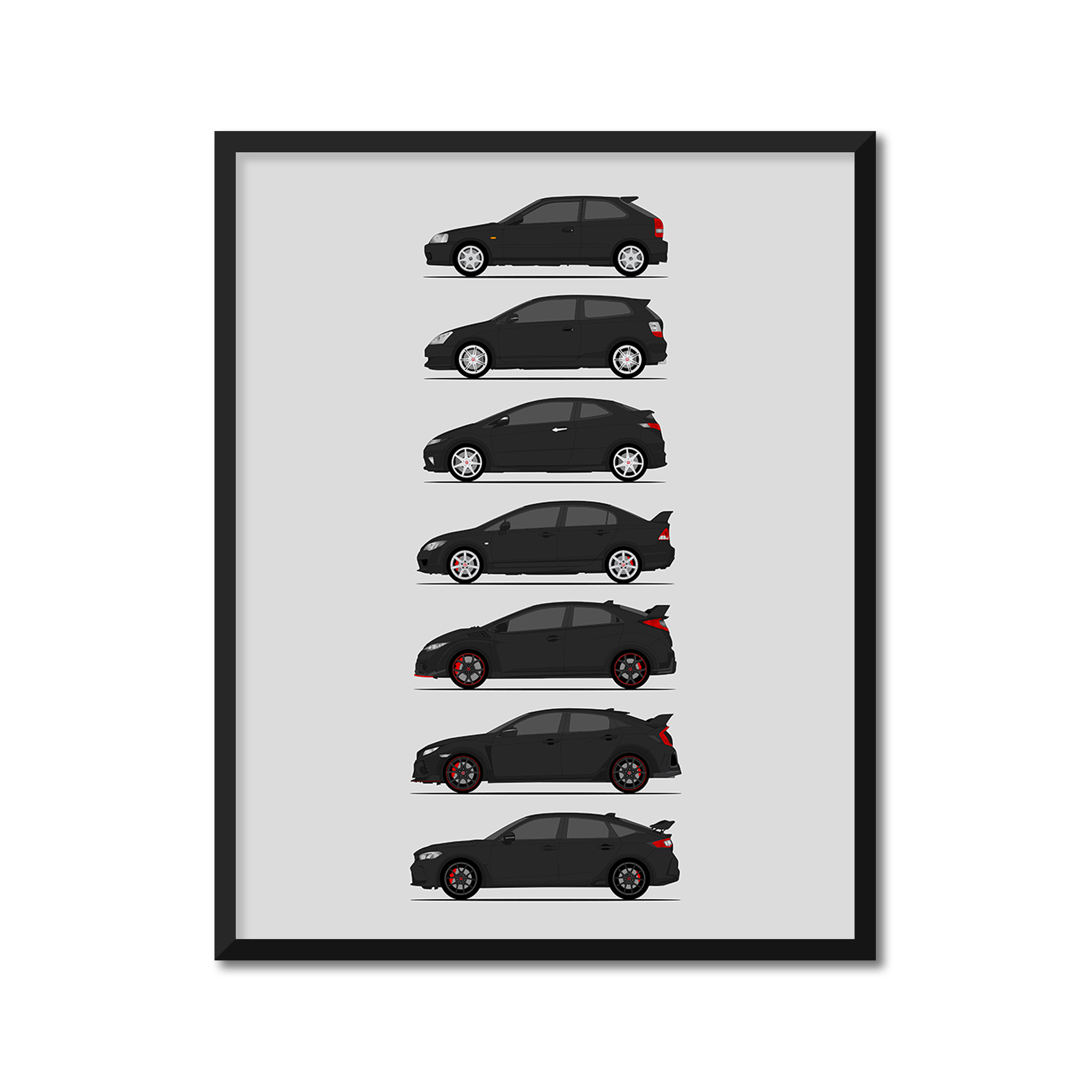 Honda Civic Type-R Generations (Side Profile)