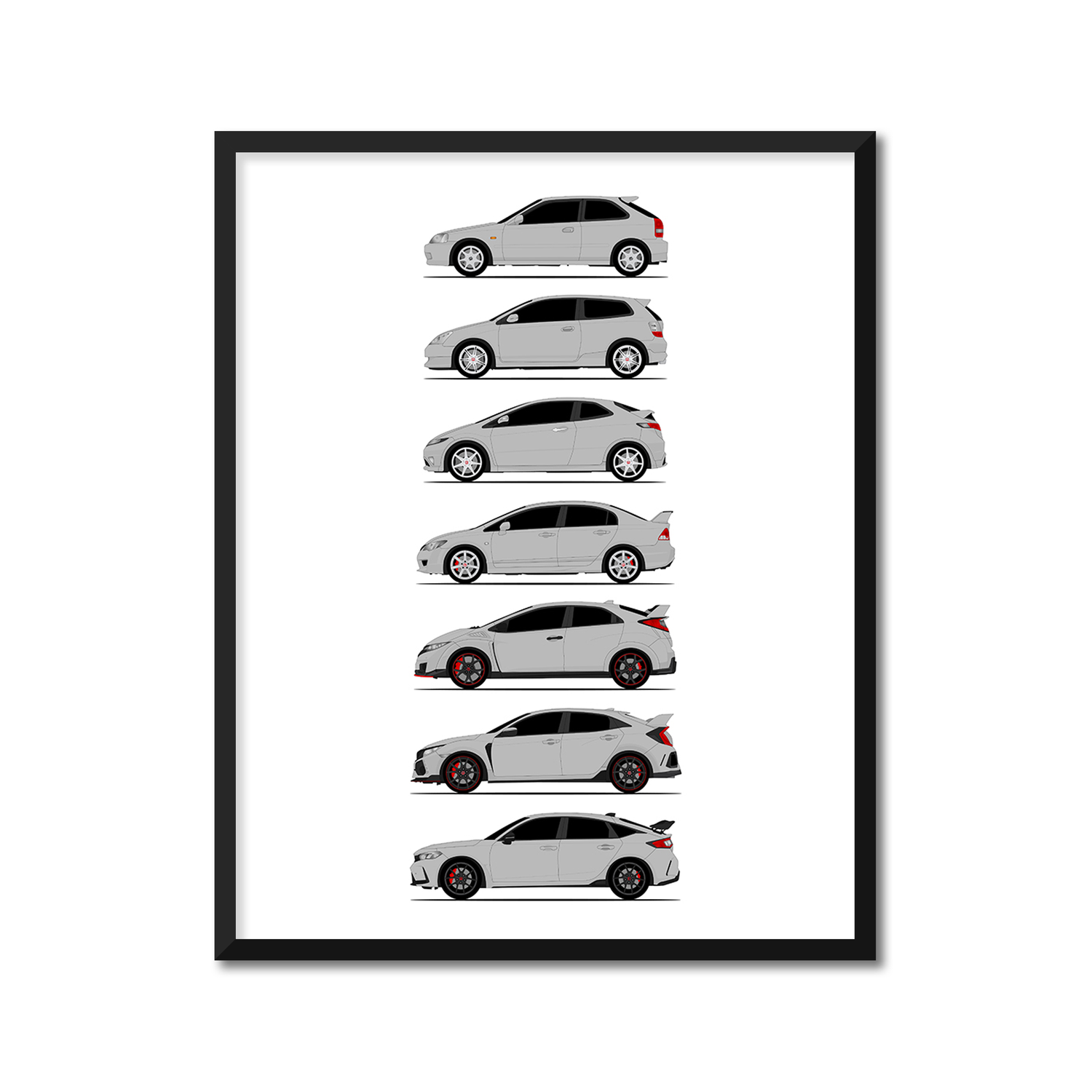 Honda Civic Type-R Generations (Side Profile)