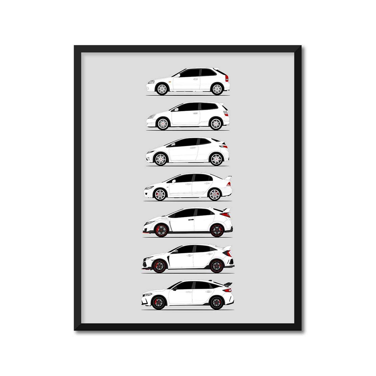 Honda Civic Type-R Generations (Side Profile)