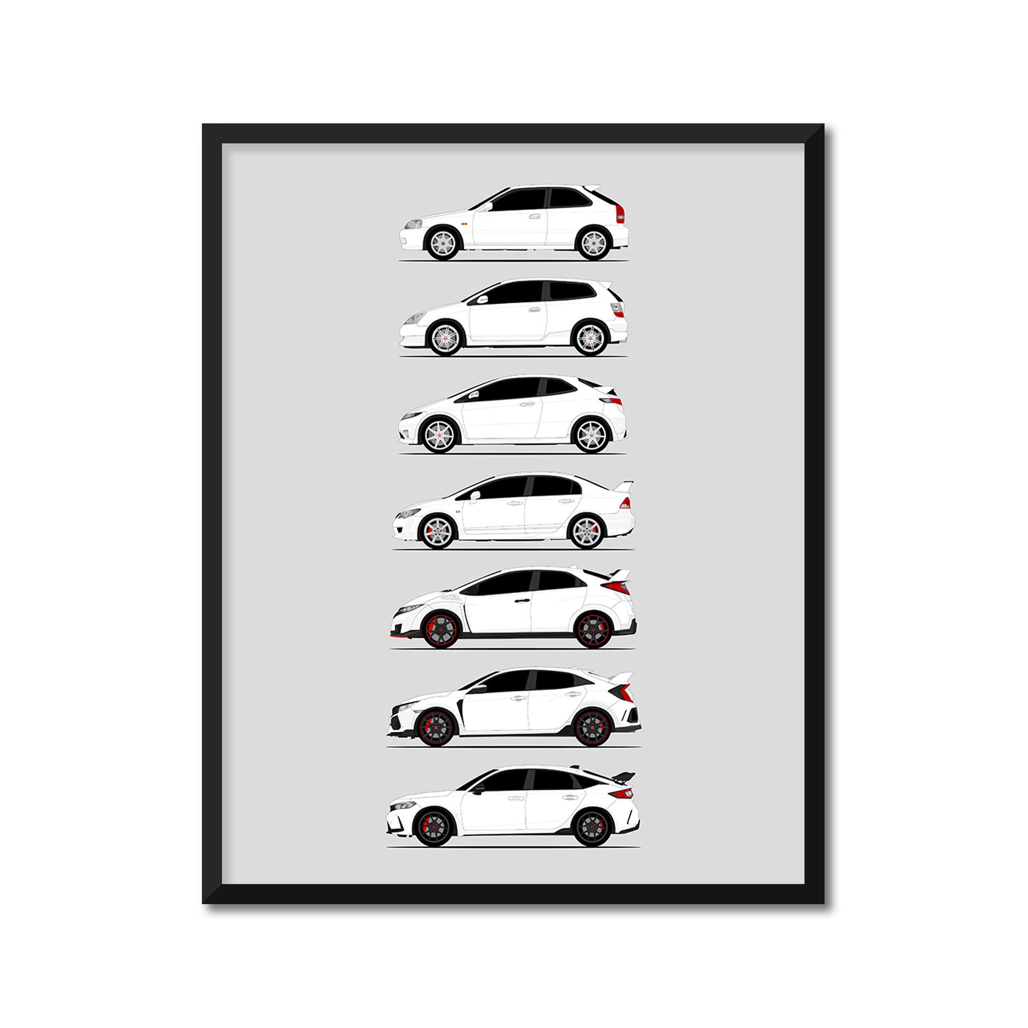 Honda Civic Type-R Generations (Side Profile)