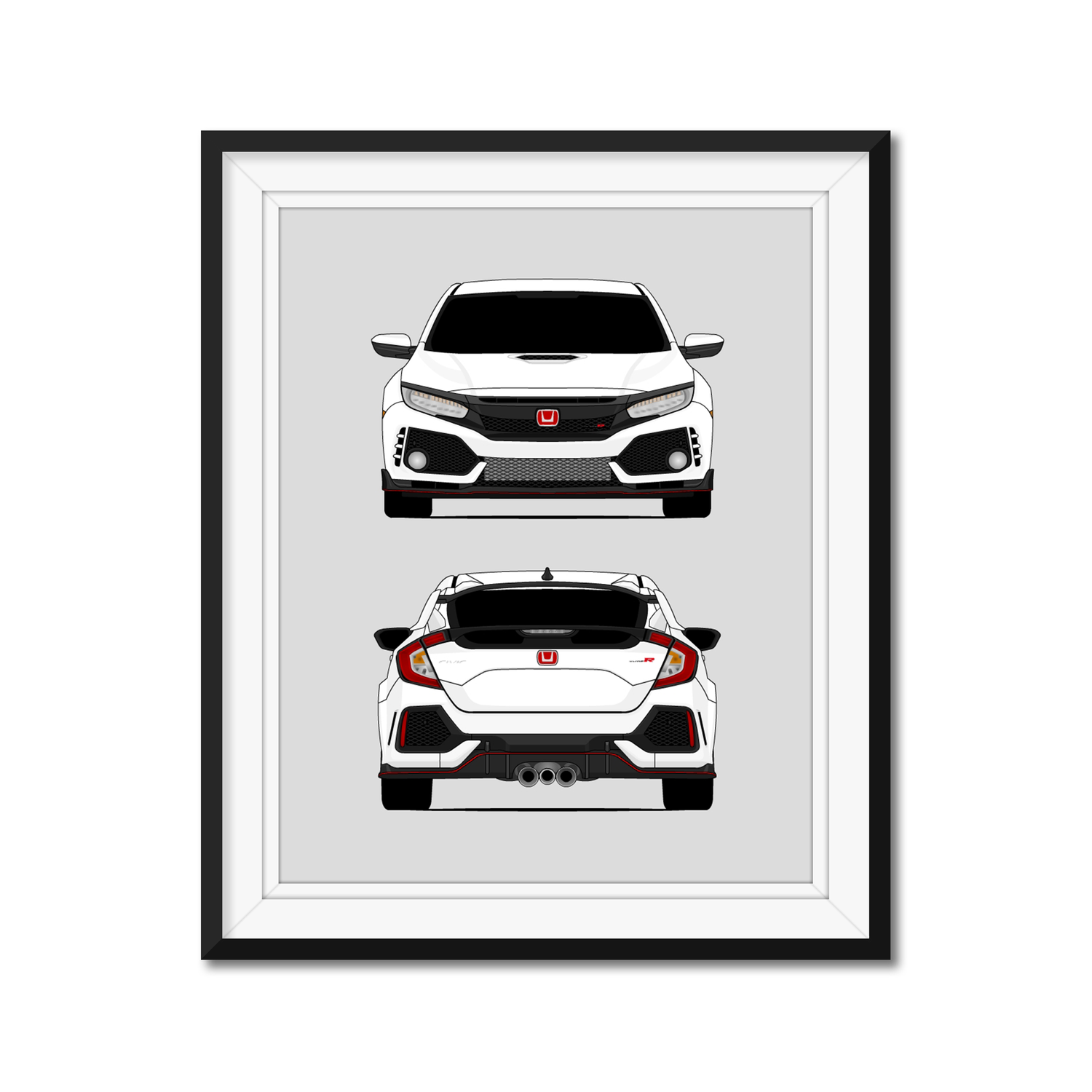 Honda Civic Type R FK8 (2017-2021) Gen 6 (Front and Rear) Poster