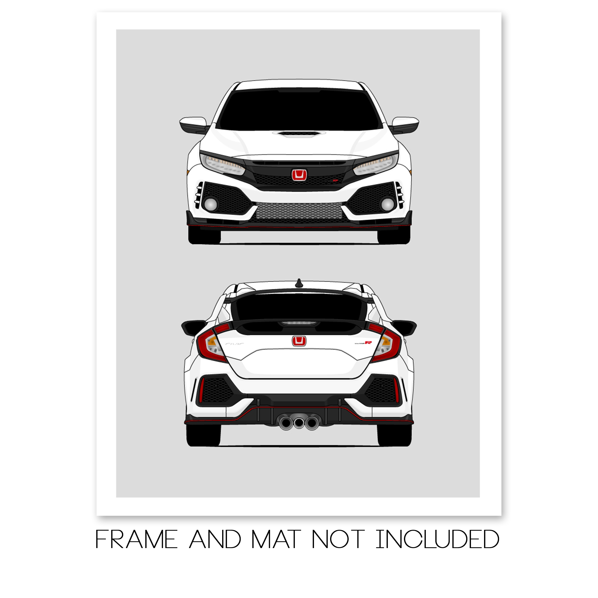 Honda Civic Type R FK8 (2017-2021) Gen 6 (Front and Rear) Poster