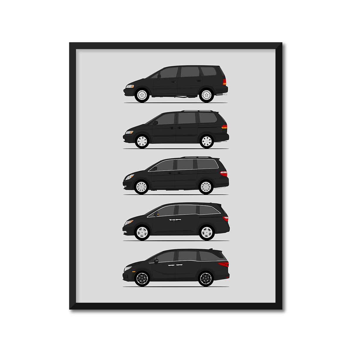 Honda Odyssey Generations History and Evolution Poster (Side Profile)