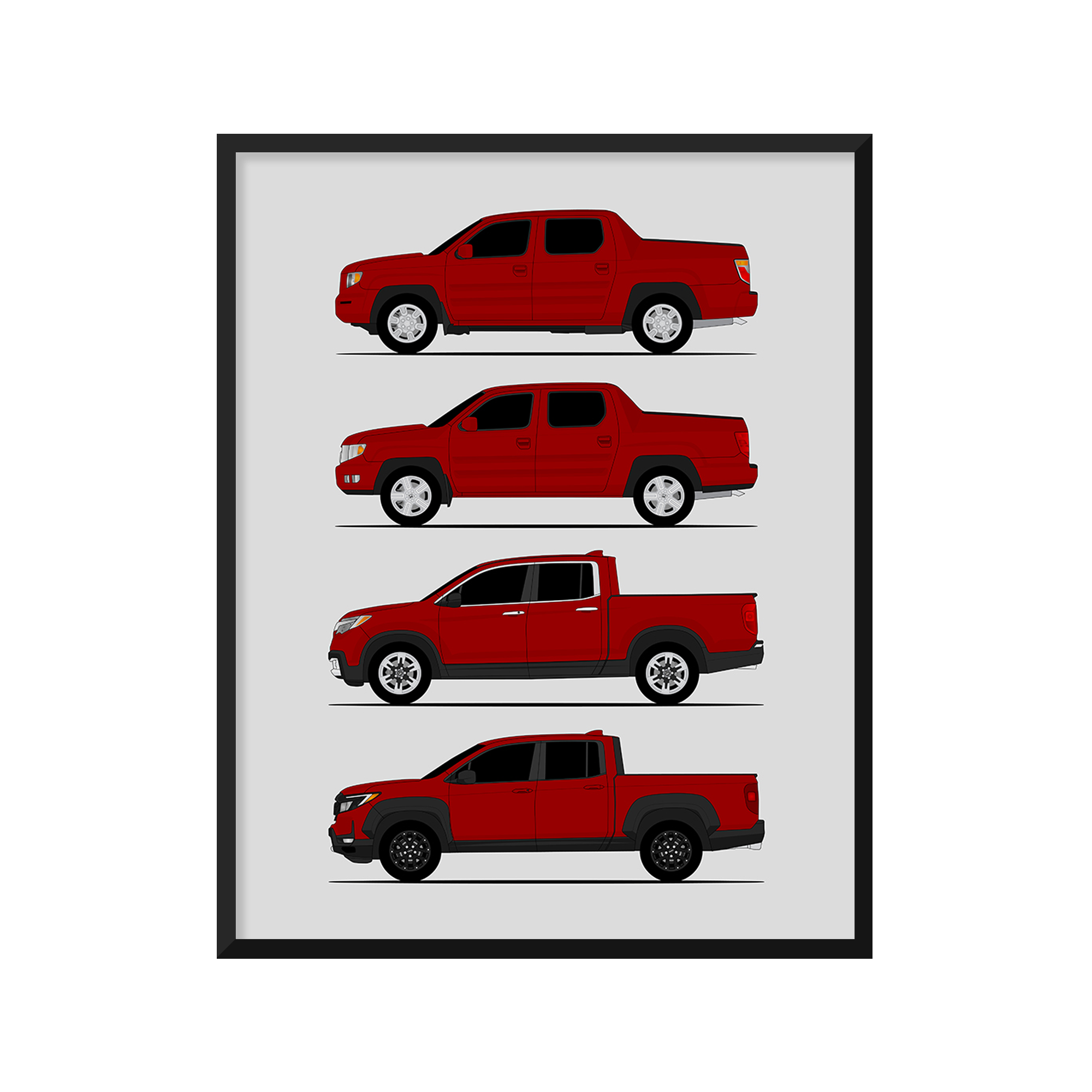 Honda Ridgeline Generations (Side Profile)