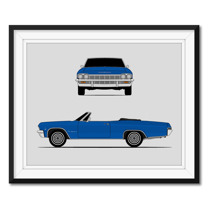 Chevy Impala Convertible (1965) (Front and Side) Poster