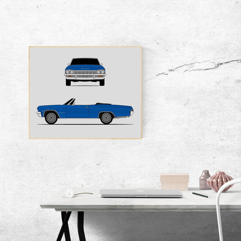 Chevy Impala Convertible (1965) (Front and Side) Poster