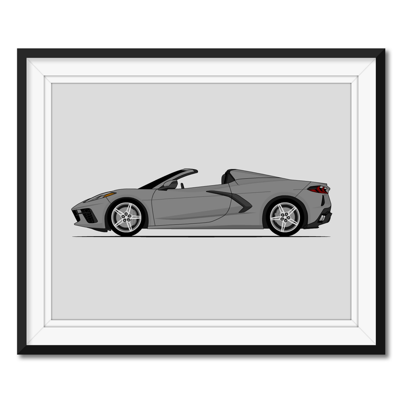 Chevy Corvette Stingray Convertible C8 (2020-Present) (Side Profile) Poster