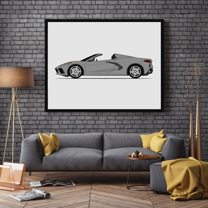 Chevy Corvette Stingray Convertible C8 (2020-Present) (Side Profile) Poster