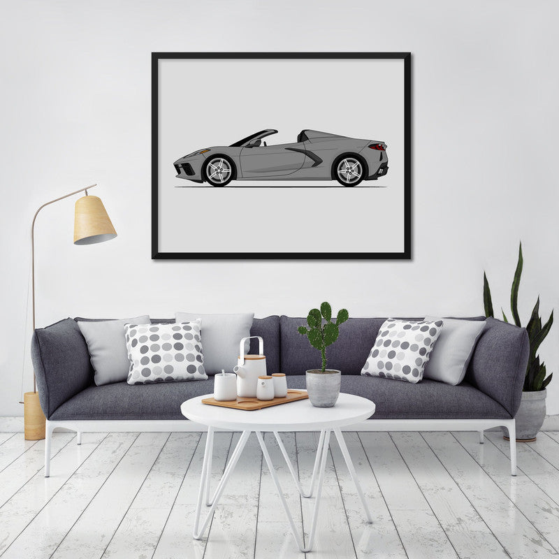 Chevy Corvette Stingray Convertible C8 (2020-Present) (Side Profile) Poster