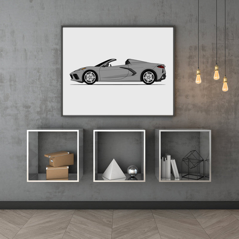 Chevy Corvette Stingray Convertible C8 (2020-Present) (Side Profile) Poster