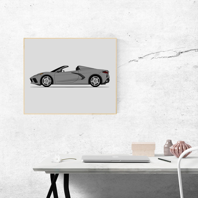 Chevy Corvette Stingray Convertible C8 (2020-Present) (Side Profile) Poster