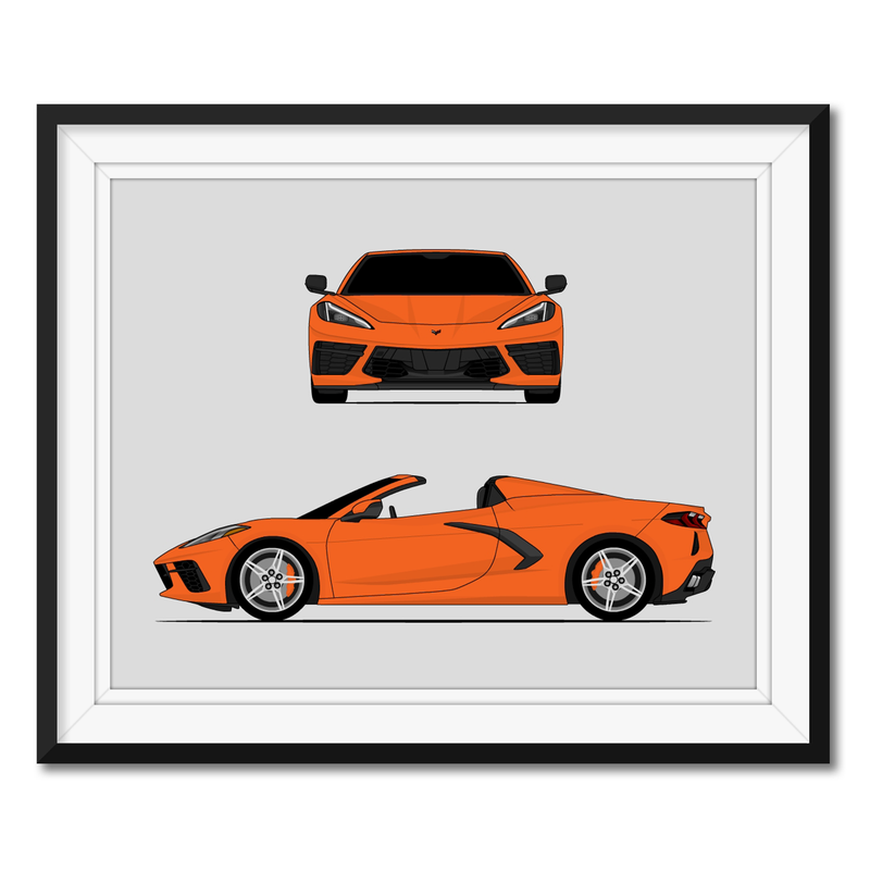 Chevy Corvette Stingray Convertible C8 (2020-Present) (Front and Side) Poster