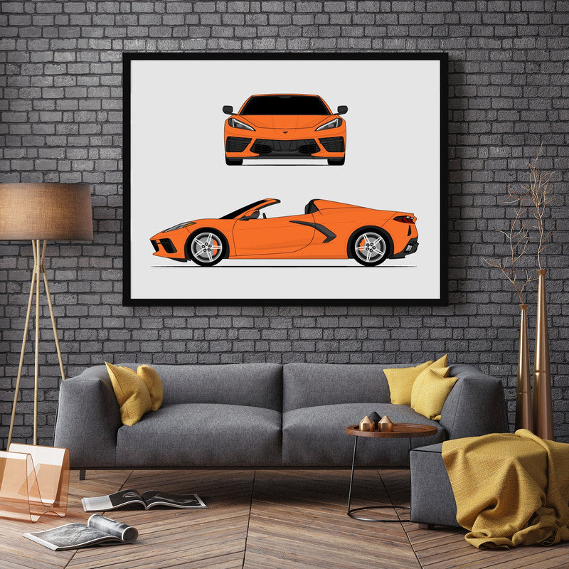 Chevy Corvette Stingray Convertible C8 (2020-Present) (Front and Side) Poster