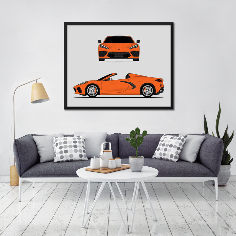 Chevy Corvette Stingray Convertible C8 (2020-Present) (Front and Side) Poster